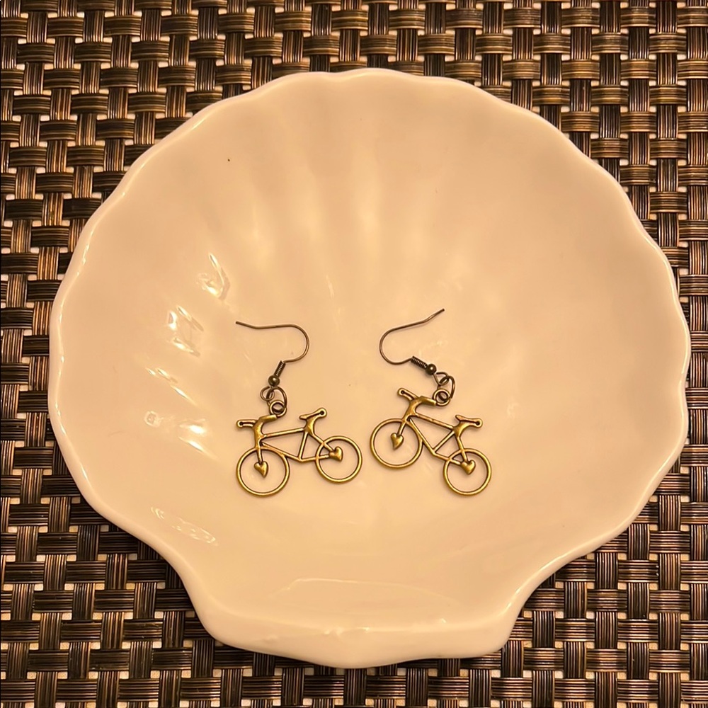 Elegant Gold Bicycle Dangle Earrings